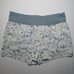 Athleta Trekkie North Shorts Blue Floral Hiking Gorpcore Active Size 14